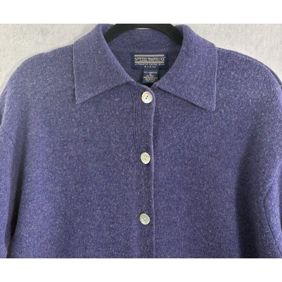 NEWTON TRADING Women Lambswool Sweater Sz 1X Blue Button Front Pockets 22-6 - Picture 4 of 12